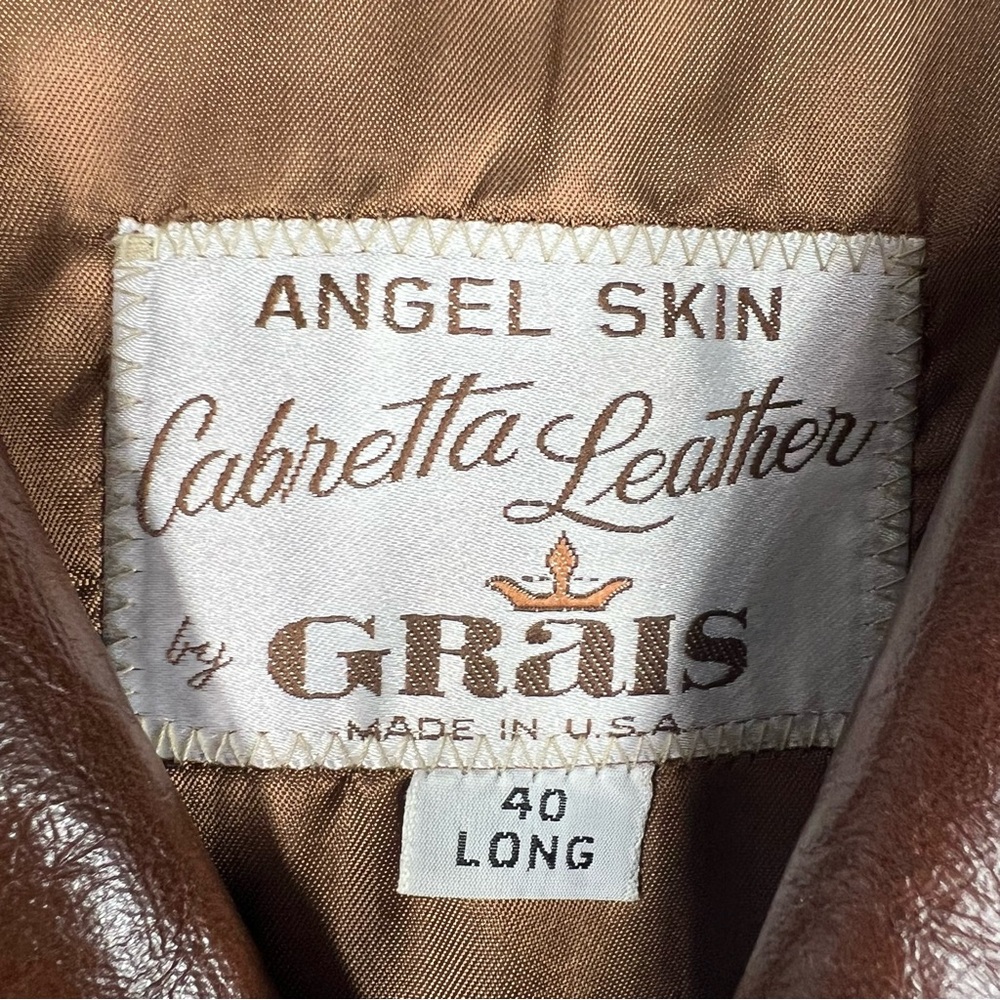 VINTAGE CABRETTA GRAIS Angel Skin 40 Men's Smooth Brown Leather Blazer Coat - Picture 2 of 10